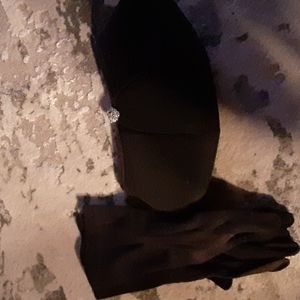 Vintage  1940's clutch purse & black gloves